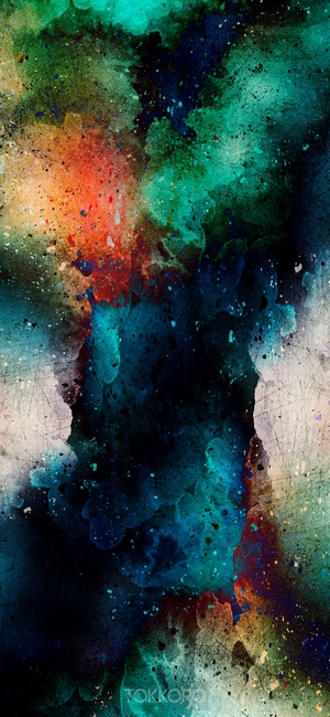 Abstract multicolor wash drawing with splatters