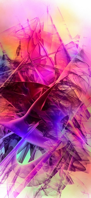 Abstract fractal art with pink, purple, and yellow colors