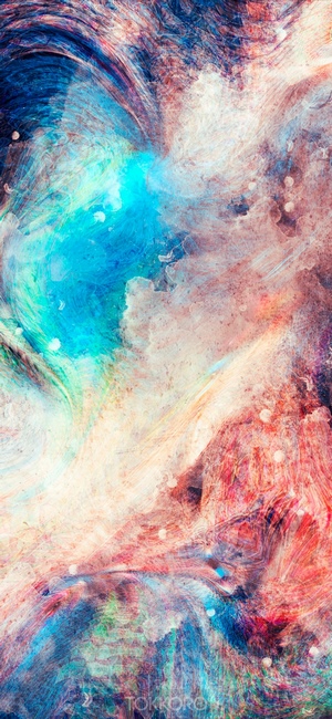 Abstract multicolor wash drawing with swirling patterns