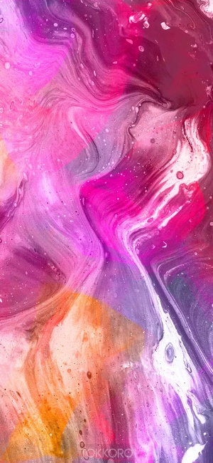 Abstract multicolor fluid art with pink and orange hues