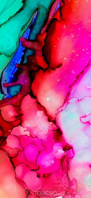 Abstract multicolor fluid art with pink and blue hues