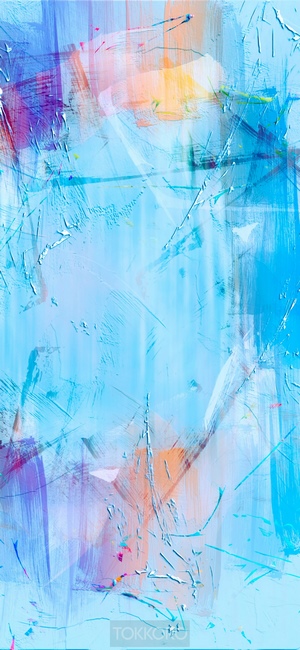 Abstract multicolor wash drawing with blue and orange hues