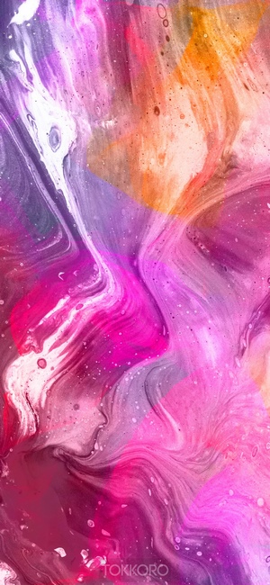 Abstract multicolor wash drawing with pink and orange swirls