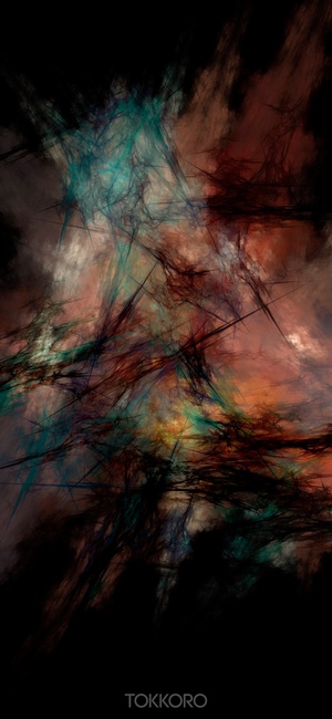 Abstract fractal art with dark and teal colors