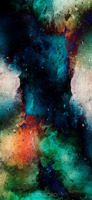 Abstract multicolor wash drawing with splatters