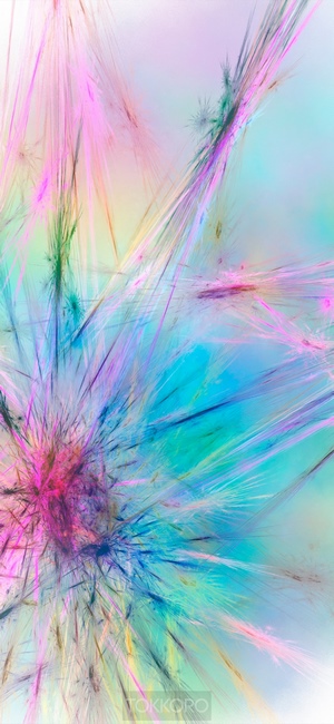 Abstract fractal art with pink, blue, and green colors