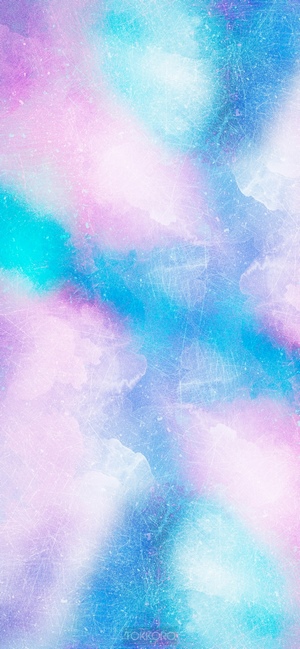 Abstract watercolor wash drawing with pink, blue, and cyan colors