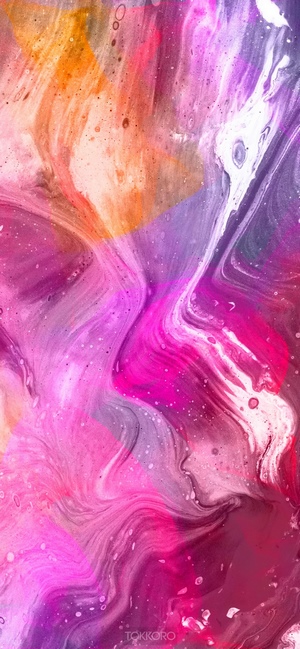 Abstract multicolor fluid art with pink and orange hues