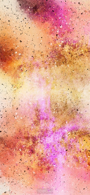 Abstract watercolor wash drawing with pink and gold tones