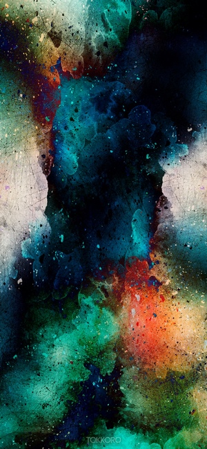 Abstract watercolor splash art with dark blue and green hues