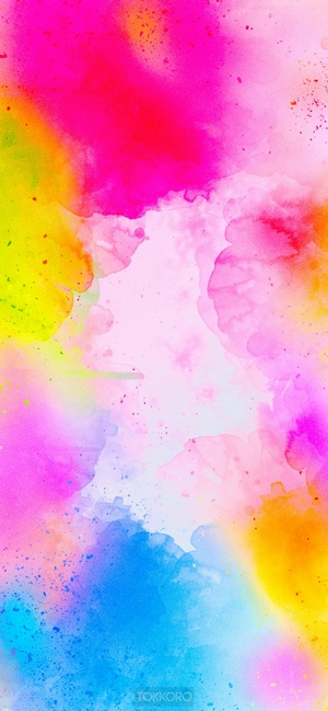 Abstract watercolor splashes of pink, yellow, blue, and green