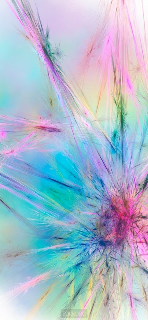Abstract fractal art with pink, blue, and green colors