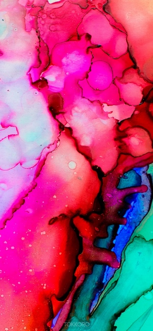 Abstract multicolor bright ink painting
