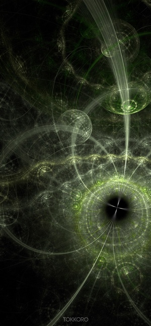 Abstract fractal art with green and white elements