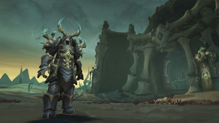 World of Warcraft character in a desolate landscape