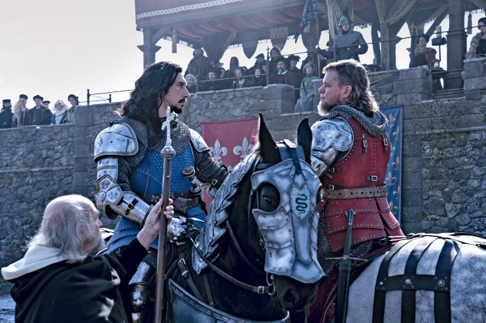 Adam Driver and Matt Damon in The Last Duel