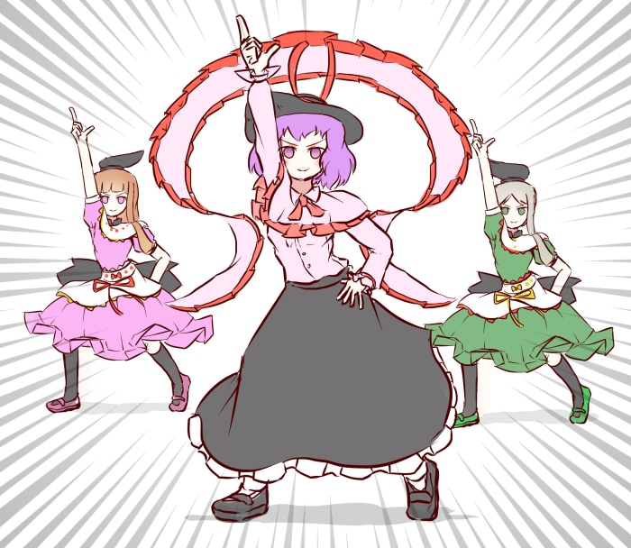 Mai Teireida, Satono Nishida, and Iku Nagae from Touhou
