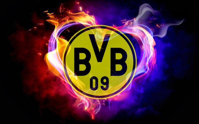 Borussia Dortmund Logo with Fiery Heart Design