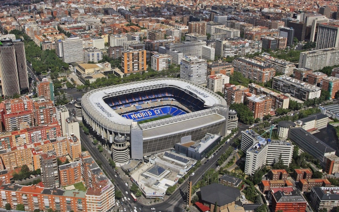 Santiago Bernabeu Stadium aerial view