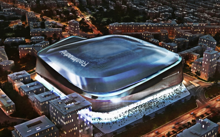 Santiago Bernabeu Stadium at night