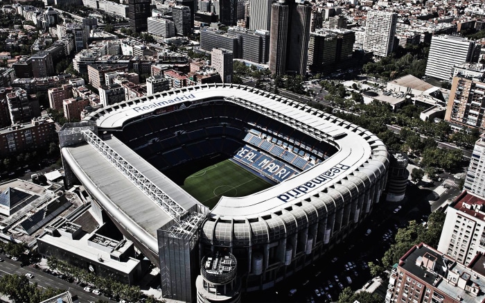 Santiago Bernabeu Stadium aerial view