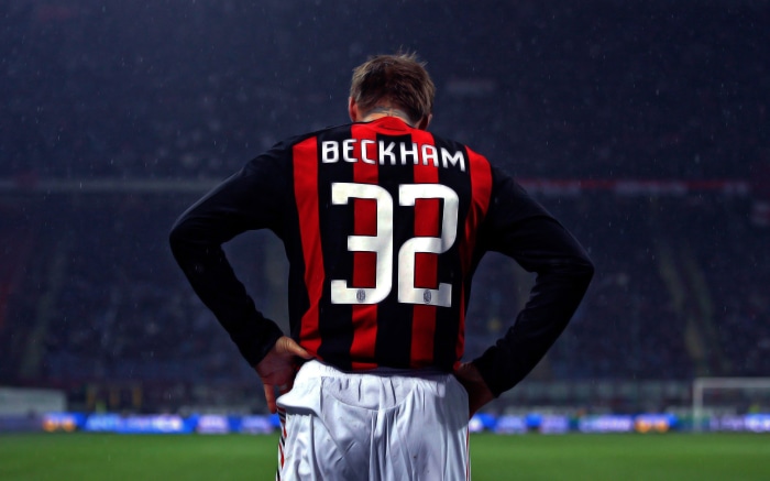 David Beckham in A.C. Milan Jersey