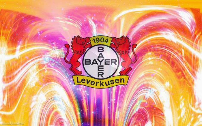Bayer 04 Leverkusen logo on abstract background