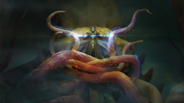 A figure surrounded by tentacles in Phoenix Point