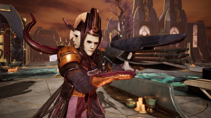 Character with masks and gun in Phoenix Point