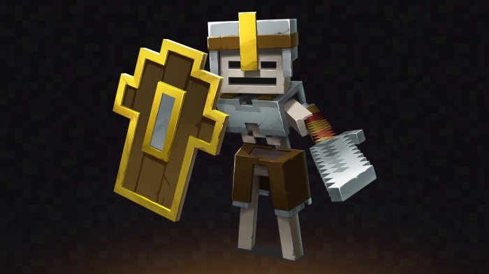 Skeleton Warrior with Shield and Axe from Minecraft Dungeons