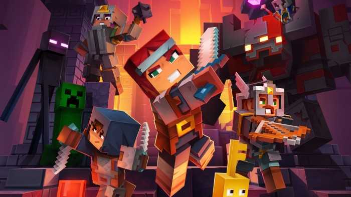 Minecraft Dungeons characters and monsters in dungeon