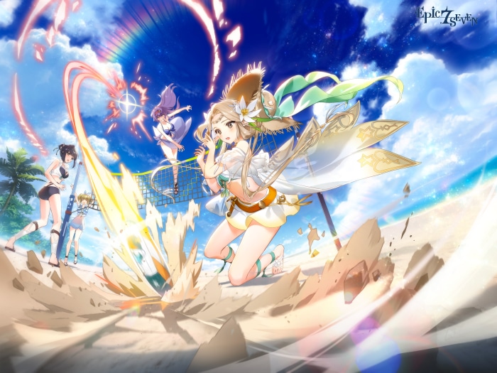 Epic Seven Summer Characters Playing Volleyball