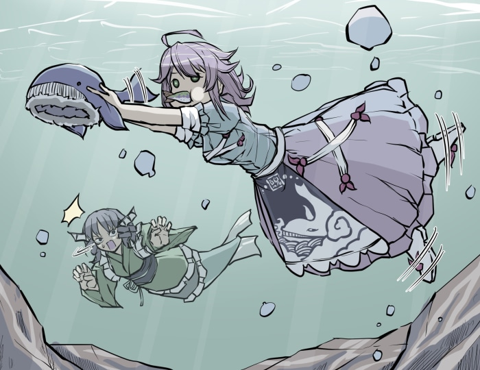 Wakasagihime and Okunoda Miyoi from Touhou underwater