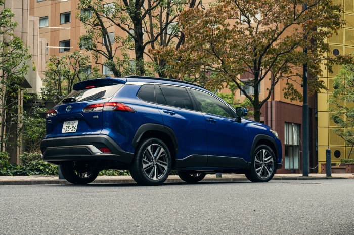 Blue Toyota Corolla Cross Hybrid SUV