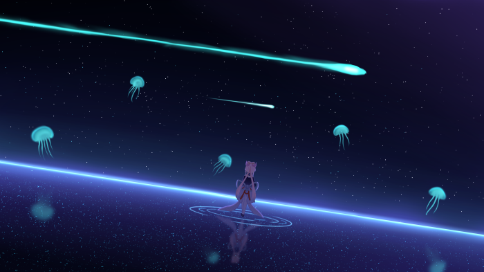 Sangonomiya Kokomi from Genshin Impact in a starry void