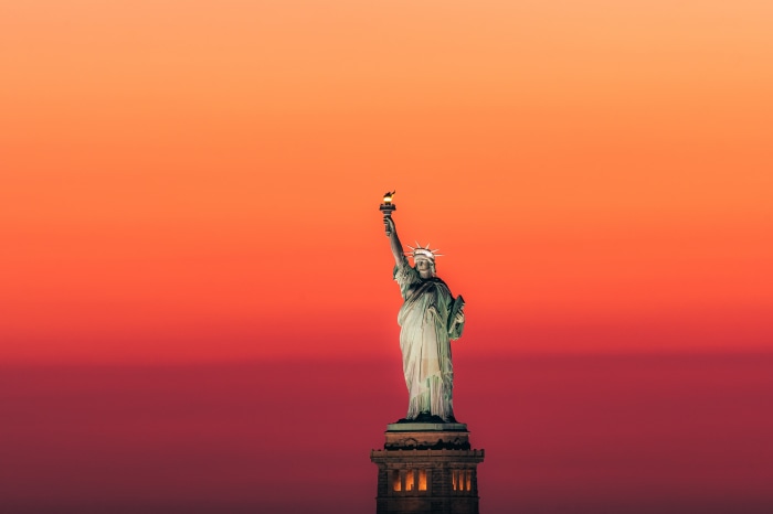 Statue of Liberty at sunset