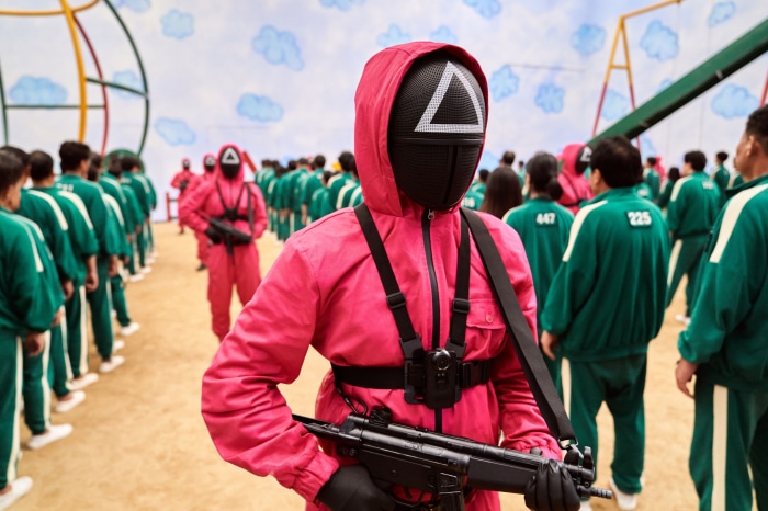 Squid Game Guard with Rifle