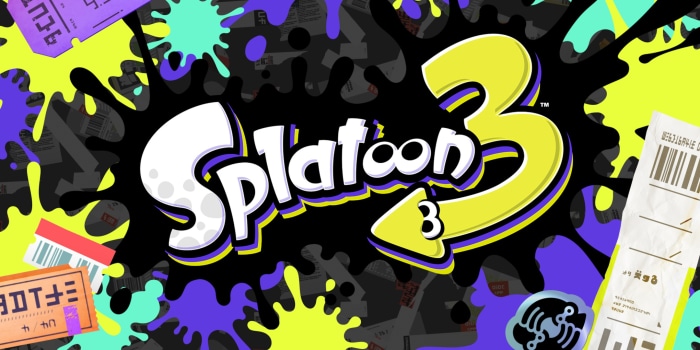 Splatoon 3 logo with ink splatters