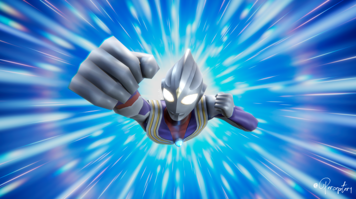 Ultraman Tiga Flying Through Space