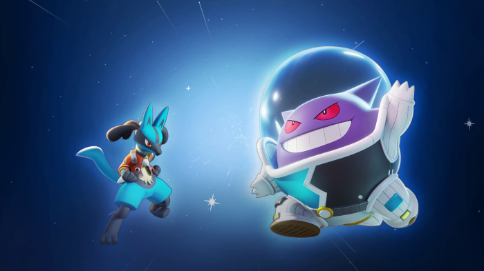Lucario and Gengar in space from Pokémon UNITE