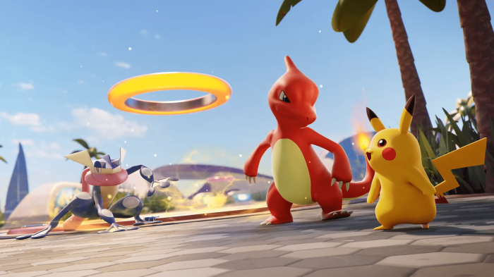Greninja, Charmeleon, and Pikachu in Pokémon UNITE