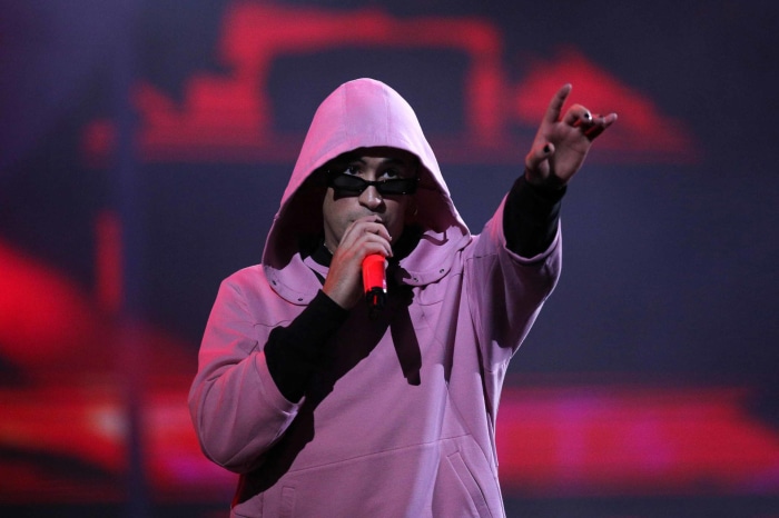 Bad Bunny performing on stage