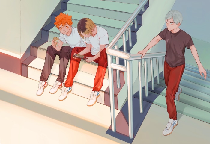 Shoyo Hinata, Kenma Kozume, and Lev Haiba from Haikyu!!