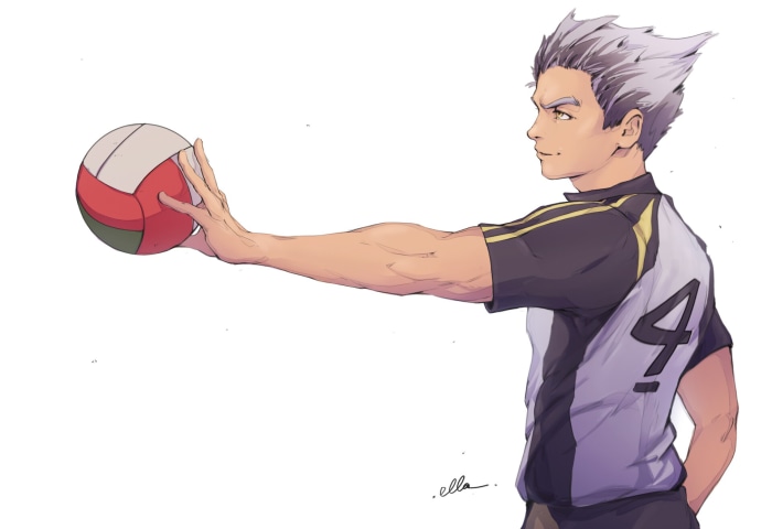 Kōtarō Bokuto from Haikyu!! holding a volleyball