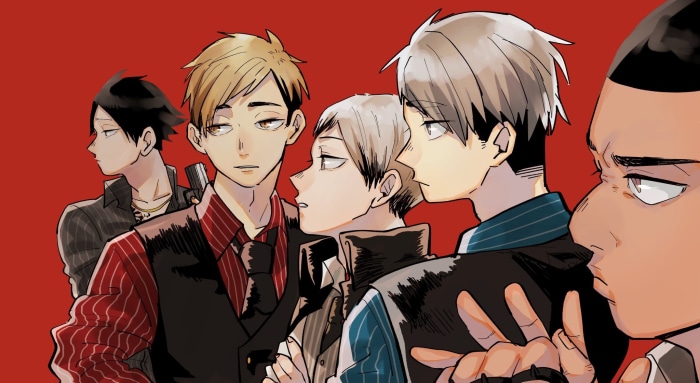 Miya Atsumu, Shinsuke Kita, Aran Ojiro, Osamu Miya, Rintarō Suna from Haikyu!!