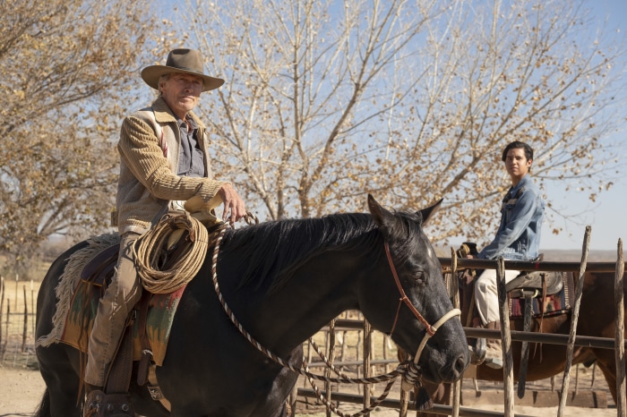 Clint Eastwood and Eduardo Minett on horseback in Cry Macho