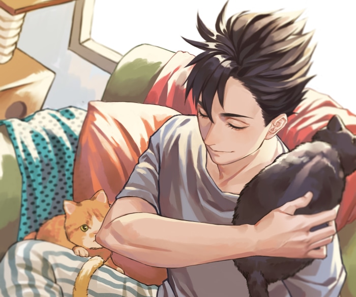 Tetsurō Kuroo from Haikyu!! with cats