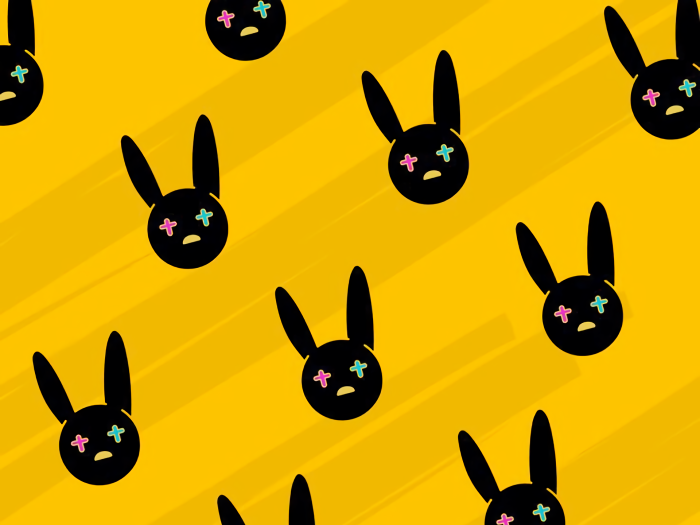 Bad Bunny pattern on yellow background