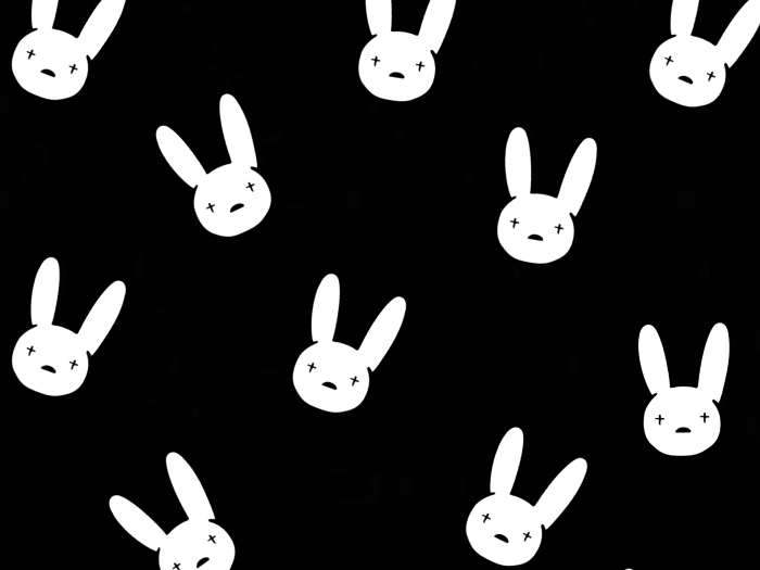 Bad Bunny logo pattern on black background