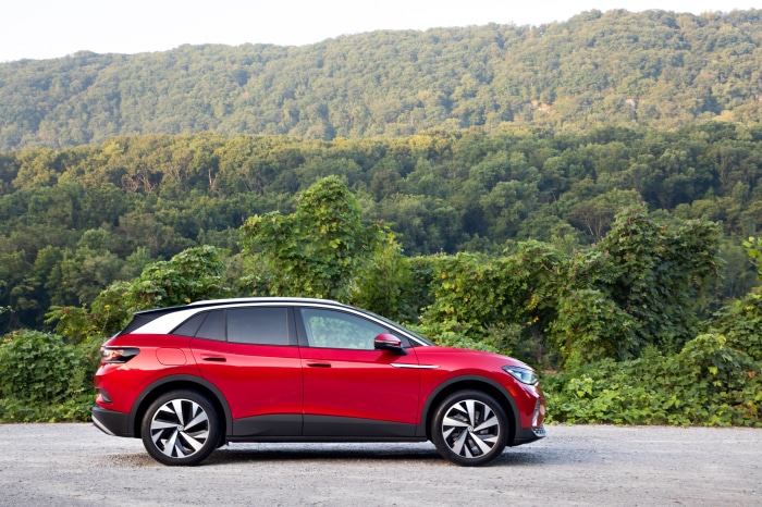 Red Volkswagen ID.4 AWD Pro S electric car